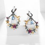 alibaba-koko hummingbird necklace Topaz / Earrings Hummingbird Floral Statement Necklace 925 Sterling Silver Waterproof Vintage Topaz, Amethyst or Citrine