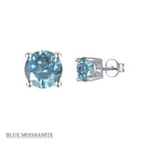 alibaba-koko moissanite earrings studs Blue / .5ct Moissanite Stud Earrings .5ct-2ct Sterling Silver Waterproof