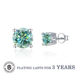 alibaba-koko moissanite earrings studs Green / .5ct Moissanite Stud Earrings .5ct-2ct Sterling Silver Waterproof