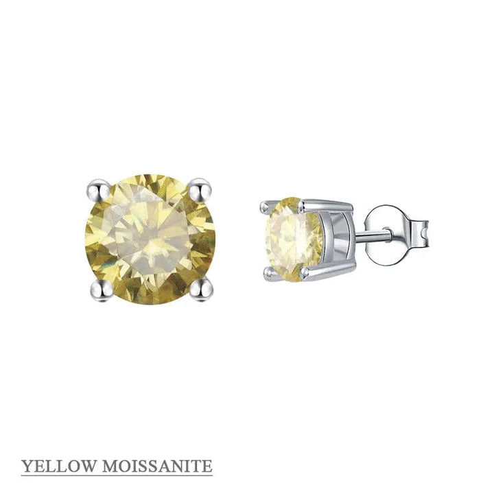 alibaba-koko moissanite earrings studs Yellow / .5ct Moissanite Stud Earrings .5ct-2ct Sterling Silver Waterproof