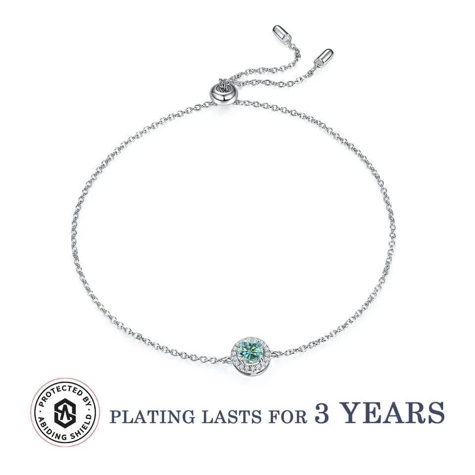 Alibaba - Koko moissanite necklace Blue / Bracelet Moissanite Halo Jewelry 1ct Center Stone, 925 Sterling Silver Colors Available!