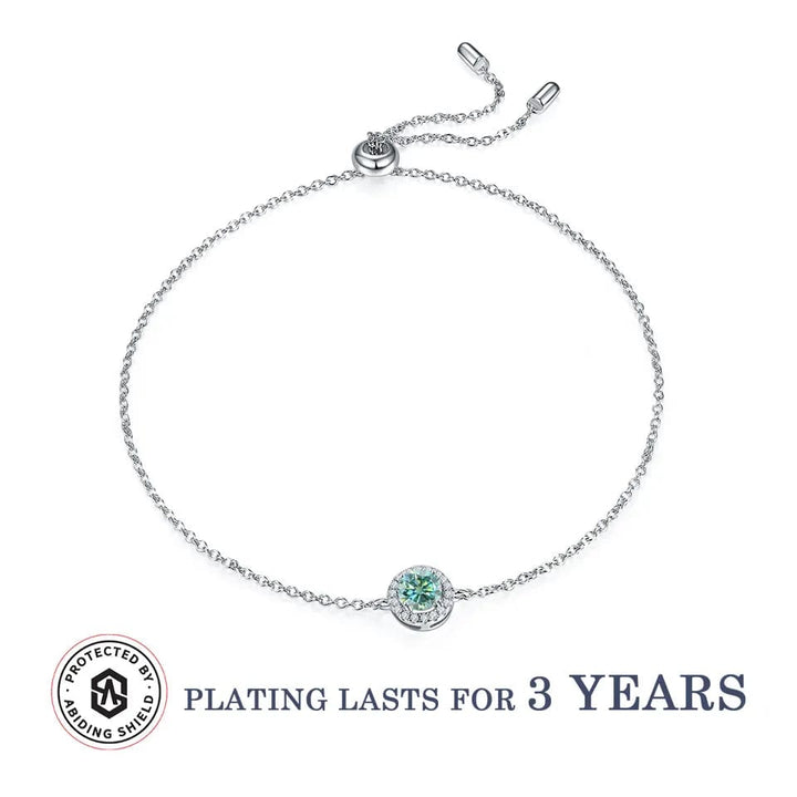 Alibaba - Koko moissanite necklace Blue / Bracelet Moissanite Halo Jewelry 1ct Center Stone, 925 Sterling Silver Colors Available!