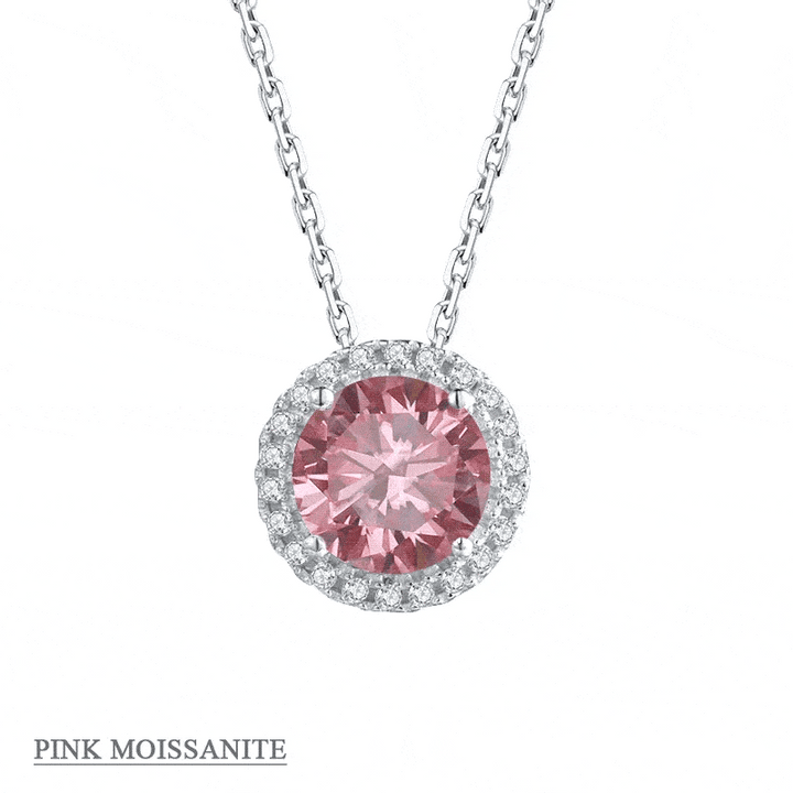 Alibaba - Koko moissanite necklace Moissanite Halo Jewelry 1ct Center Stone, 925 Sterling Silver Colors Available!