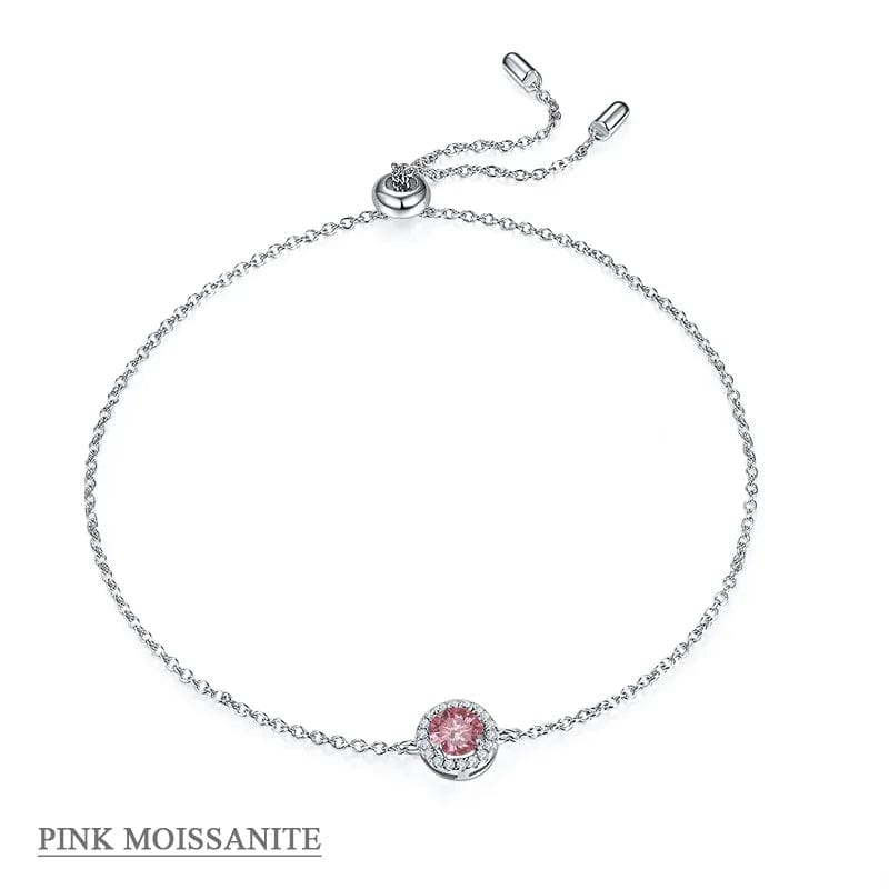 Alibaba - Koko moissanite necklace Pink / Bracelet Moissanite Halo Jewelry 1ct Center Stone, 925 Sterling Silver Colors Available!