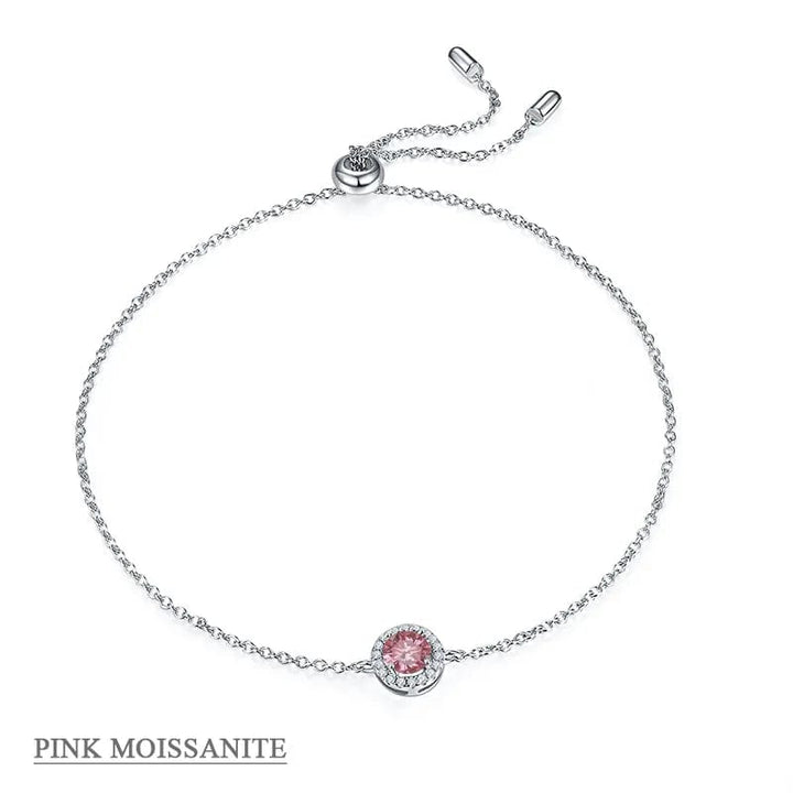 Alibaba - Koko moissanite necklace Pink / Bracelet Moissanite Halo Jewelry 1ct Center Stone, 925 Sterling Silver Colors Available!