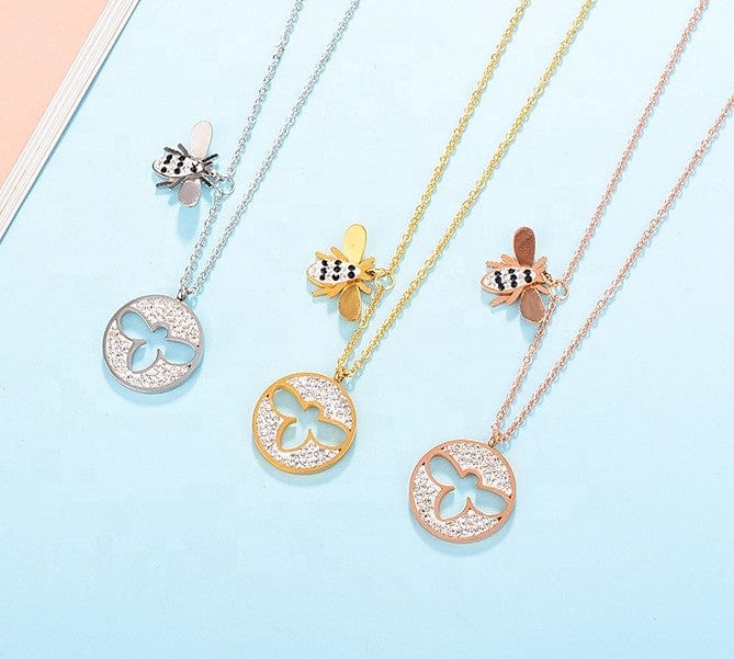 Alibaba - Modalen Fashion Necklace Sparkling Bee Medallion Necklace Rose, Yellow or White Gold Plating Cut Out Bee, SO CUTE!!!