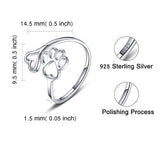 Alibaba rings Paw Print and Heart Sterling Silver Adjustable Ring for Pet Lovers!