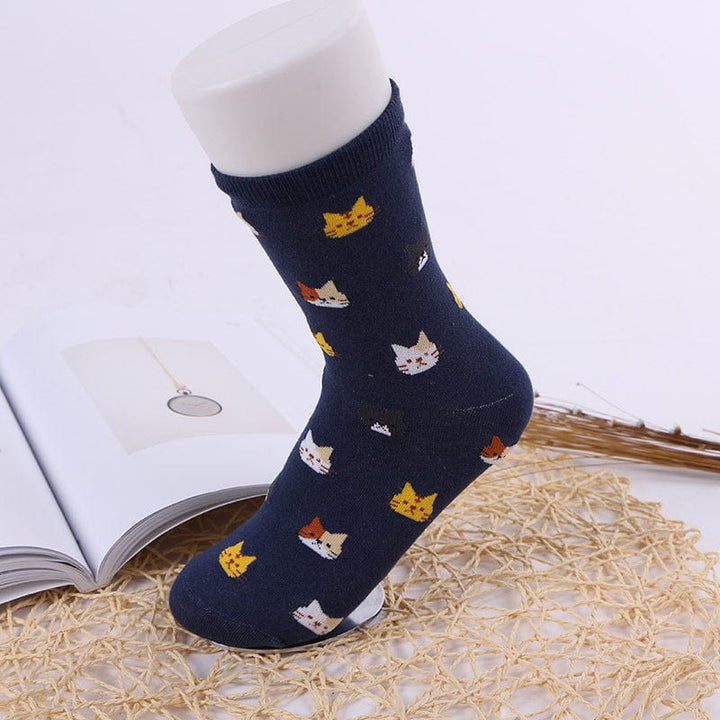 Alibaba Socks Navy Cat Crew Socks-Cute Kitty Cat Socks in 5 Colors!
