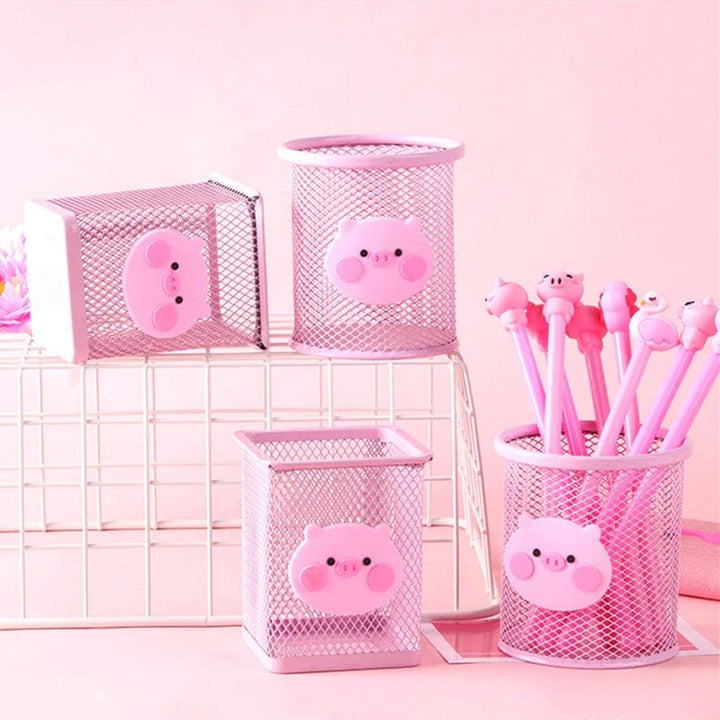 AliExpress Accessories Pink Pig Pens & Wire Mesh Desk Accessory Pen Holder