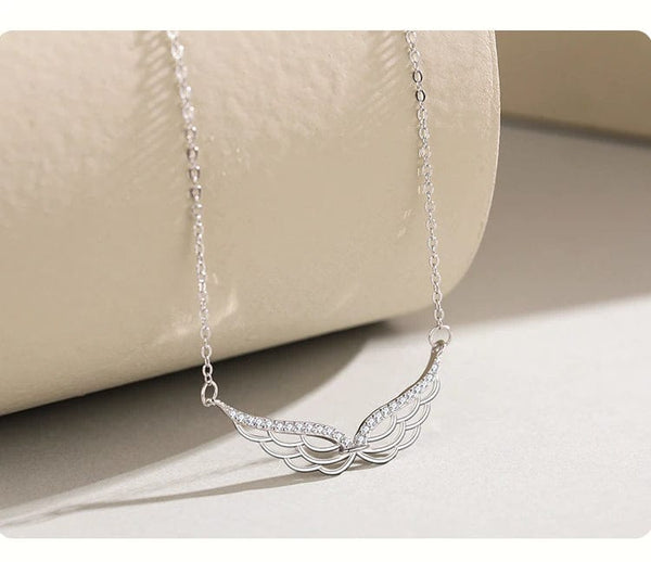 Angel Wings Bar Necklace Sterling Silver Dainty – The Pink Pigs