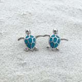 AliExpress - bamoer Earrings Aquamarine Turtle Stud Earrings Sterling Silver