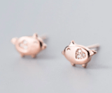 AliExpress - bamoer Fashion Earrings Rose Pig Stud Earrings with CZ, Sterling Silver & Rose Gold Plated*