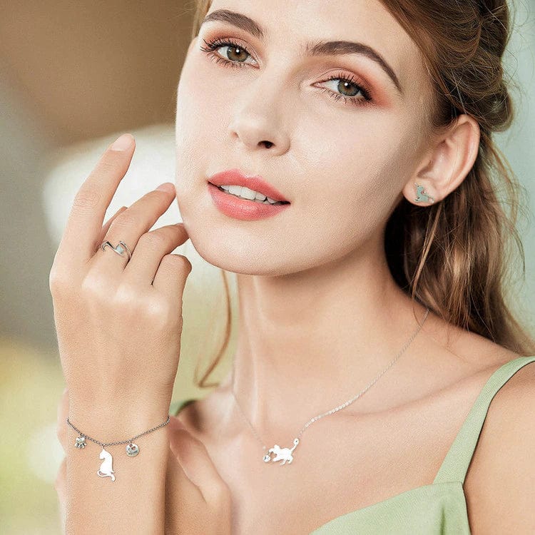 AliExpress - bamoer Fine Fashion Jewelry-Necklace Cat Necklace Sterling SIlver with CZ Ball Adjustable 18" Chain