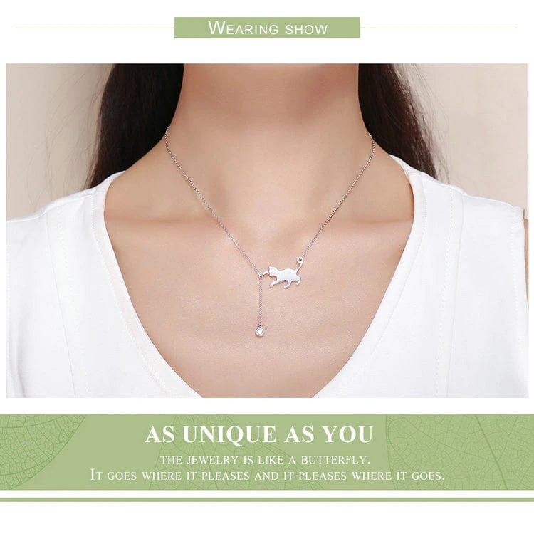 AliExpress - bamoer Fine Fashion Jewelry-Necklace Cat Necklace Sterling SIlver with CZ Ball Adjustable 18" Chain