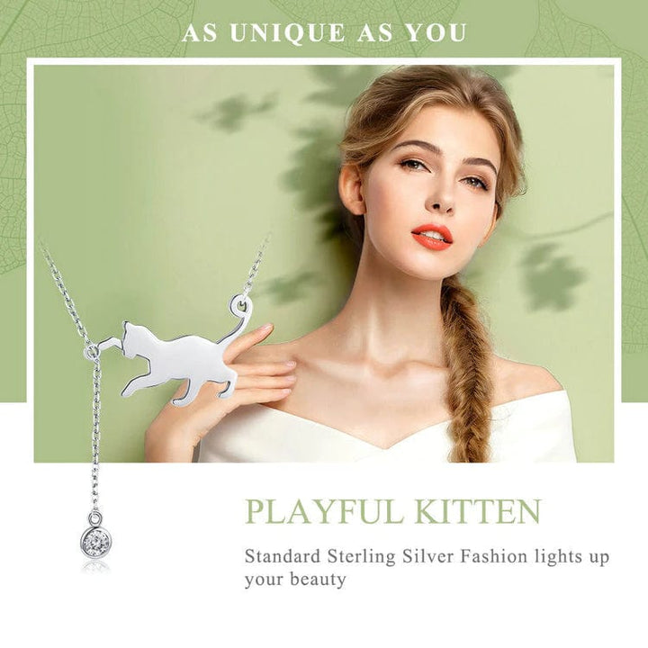 AliExpress - bamoer Fine Fashion Jewelry-Necklace Cat Necklace Sterling SIlver with CZ Ball Adjustable 18" Chain