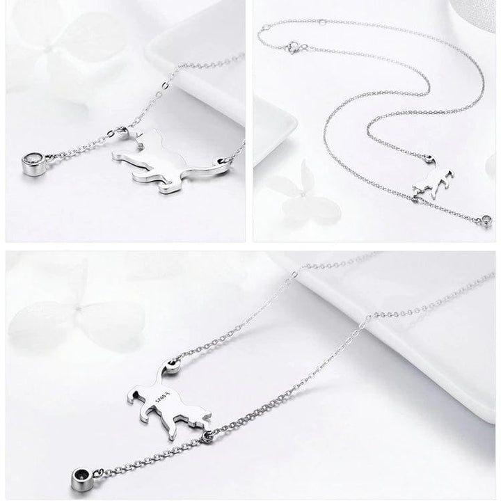AliExpress - bamoer Fine Fashion Jewelry-Necklace Cat Necklace Sterling SIlver with CZ Ball Adjustable 18" Chain