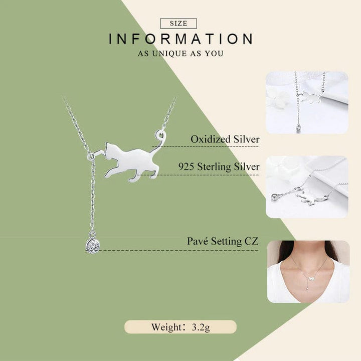 AliExpress - bamoer Fine Fashion Jewelry-Necklace Cat Necklace Sterling SIlver with CZ Ball Adjustable 18" Chain