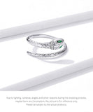 AliExpress - bamoer Rings Snake Ring Sterling Silver Green CZ Eyes Open Design