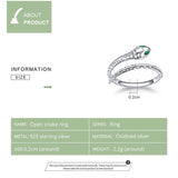 AliExpress - bamoer Rings Snake Ring Sterling Silver Green CZ Eyes Open Design