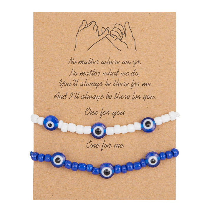 AliExpress Bracelets Turkish Evil Eye Bracelet Sets White Blue Evil Eyes Lucky Couple Bracelets for Women Colorful Crystal Bead Rope Chain Charm Jewelry