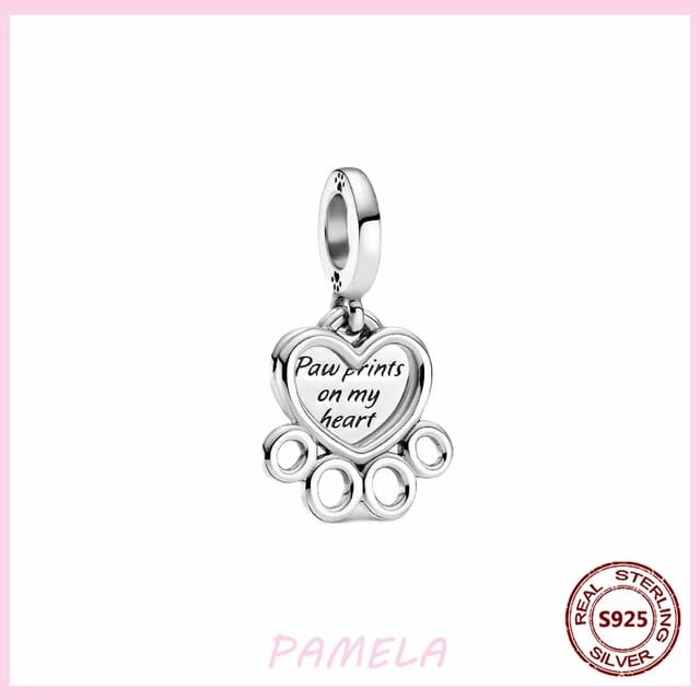 aliexpress Charms Paw Prints on My Heart Dog Charm Collection Pandora Style Charms Sterling Silver Boston, Frenchie, Chi, Schnauzer, Puppy