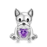 aliexpress Charms Puppy Purple Heart Dog Charm Collection Pandora Style Charms Sterling Silver Boston, Frenchie, Chi, Schnauzer, Puppy