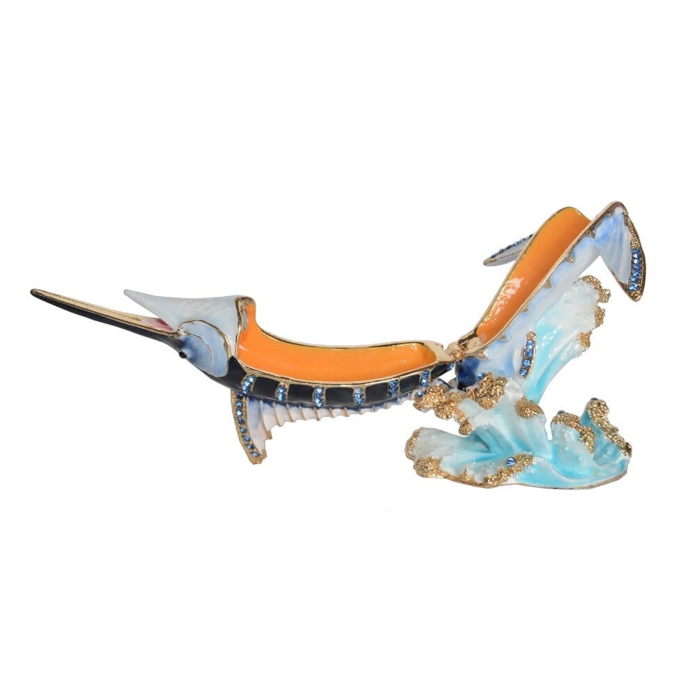 AliExpress Decor Marlin Bejeweled Pewter Hand Painted Jewelry Trinket Box-Gorgeous!