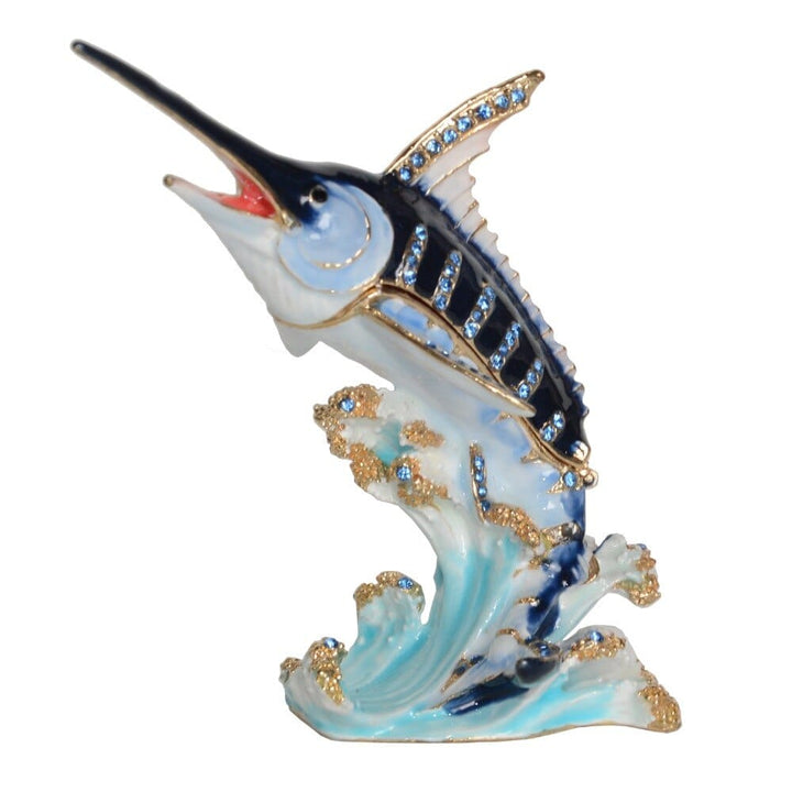 AliExpress Decor Marlin Bejeweled Pewter Hand Painted Jewelry Trinket Box-Gorgeous!