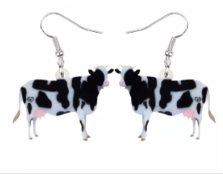 AliExpress Earrings Cow 1 Acrylic Cow Earrings-Realistic Holstein and Highland