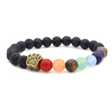 AliExpress Fashion Bracelets Bronze-BLK / 19cm Pet Paw Lava Stone 8mm Beaded Bracelets with Rainbow Chakras Aromatherapy Diffuser Bracelets