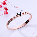 AliExpress Fashion Bracelets Rose V is for Vegan Bangle Style Bracelet-Stainless Steel, White/Yellow/Rose Gold Plated