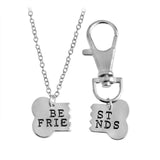AliExpress Fashion Jewelry style3 Best Friends Dog Bone Necklace & Keychain Jewelry Set-Yellow or Silver Colors