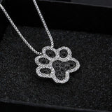 AliExpress Fashion Necklace Black & White CZ Paw Necklace, Fashion Silver Plated Black and White or White CZ Pet Paw Necklace-So Sweet for the Pet Lover!!