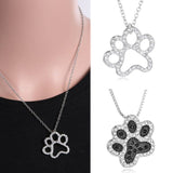 AliExpress Fashion Necklace Paw Necklace, Fashion Silver Plated Black and White or White CZ Pet Paw Necklace-So Sweet for the Pet Lover!!