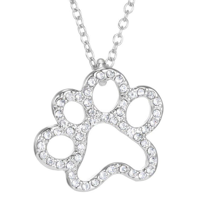AliExpress Fashion Necklace White CZ Paw Necklace, Fashion Silver Plated Black and White or White CZ Pet Paw Necklace-So Sweet for the Pet Lover!!