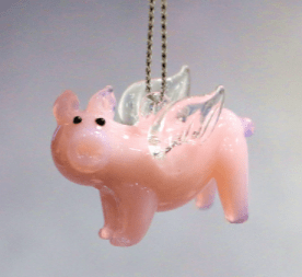 AliExpress Figurines 2 Flying Turned Murano Glass Handblown Piggy Assortment