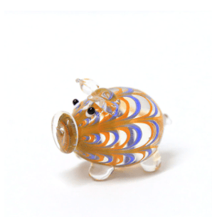 AliExpress Figurines 4 Blue/Orange Murano Glass Handblown Piggy Assortment