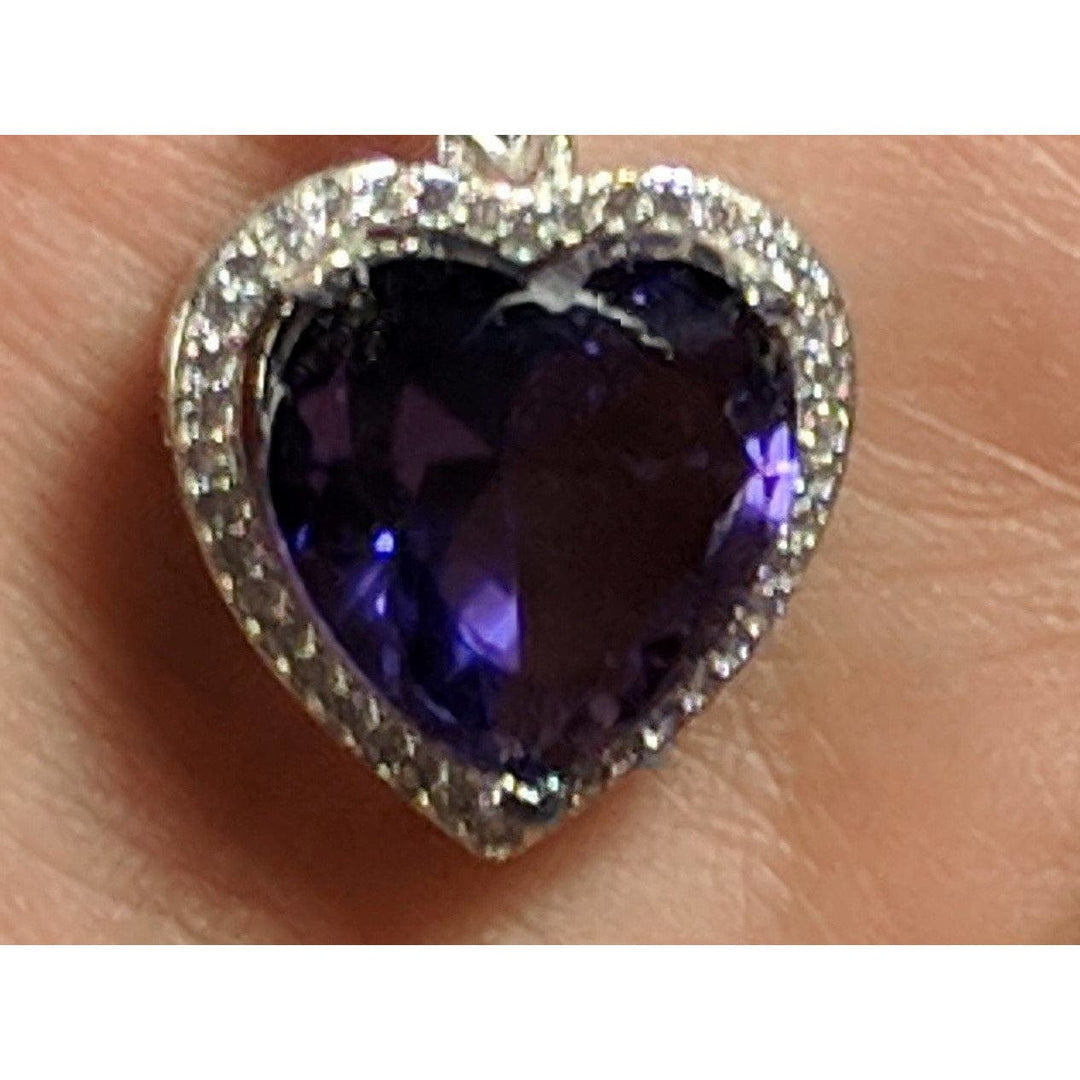 AliExpress Fine Fashion Jewelry-Necklace Amethyst Purple Heart Pendant in 925 Silver, Simulated Ruby, Topaz or Amethyst Crystal with CZ