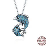 AliExpress Fine Fashion Jewelry-Necklace Dolphin 1 Dolphin Necklaces (4 Styles) in 925 Silver with Blue Cubic Zirconia