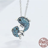 AliExpress Fine Fashion Jewelry-Necklace Dolphin Necklaces (4 Styles) in 925 Silver with Blue Cubic Zirconia