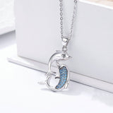 AliExpress Fine Fashion Jewelry-Necklace Dolphin Necklaces (4 Styles) in 925 Silver with Blue Cubic Zirconia