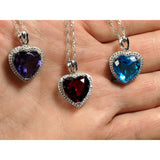 AliExpress Fine Fashion Jewelry-Necklace Heart Pendant in 925 Silver, Simulated Ruby, Topaz or Amethyst Crystal with CZ