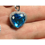 AliExpress Fine Fashion Jewelry-Necklace Topaz Blue Heart Pendant in 925 Silver, Simulated Ruby, Topaz or Amethyst Crystal with CZ