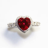 AliExpress Fine Fashion Jewelry-Ring 7 Deep Red Created Ruby and CZ Heart Ring in 925 Sterling Silver, So Romantic!