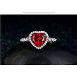 AliExpress Fine Fashion Jewelry-Ring Deep Red Created Ruby and CZ Heart Ring in 925 Sterling Silver, So Romantic!