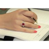 AliExpress Fine Fashion Jewelry-Ring Deep Red Created Ruby and CZ Heart Ring in 925 Sterling Silver, So Romantic!