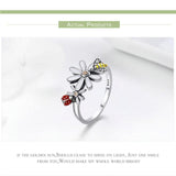 AliExpress Fine Fashion Jewelry Ring Ladybug on a Daisy Sterling Silver Ring, Earrings, Charm