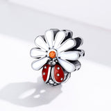 AliExpress Fine Fashion Jewelry Ring Ladybug on a Daisy Sterling Silver Ring, Earrings, Charm