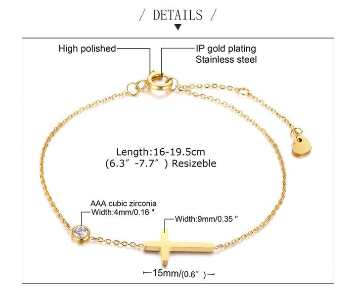 AliExpress Jewelry Dainty Cross and CZ Bracelet or Necklace-Stainless Steel Gold or Silver Tone