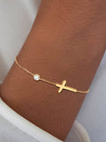 AliExpress Jewelry Dainty Cross and CZ Bracelet or Necklace-Stainless Steel Gold or Silver Tone